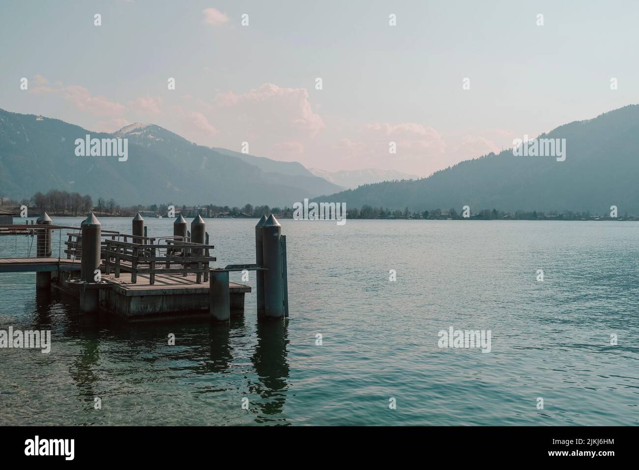 Tegernsee, Bavaria, Germany, lake, mountains, footbridge, plateau Stock Photo