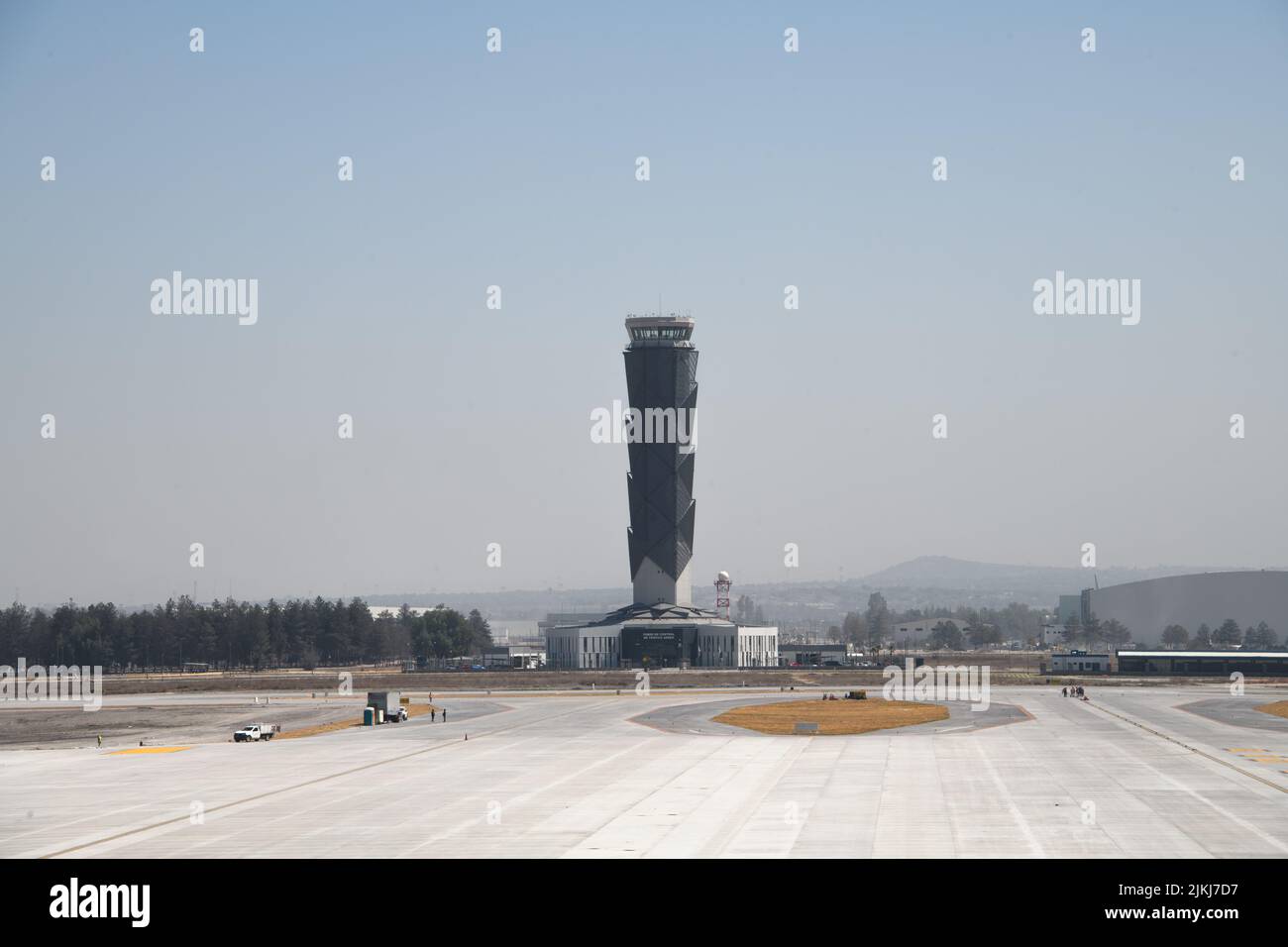 a beautiful shot of new opened Felipe Angeles International Airport in Mexico from the airstrip. Stock Photo