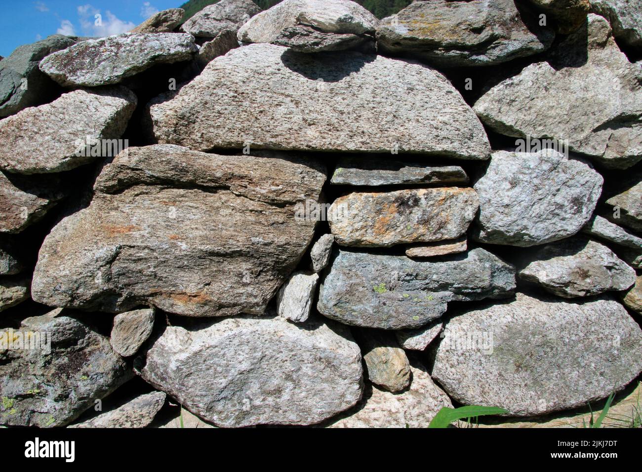 Stone wall in Prettau, Ahrntal, Province of Bolzano, South Tyrol, Italy Stock Photo