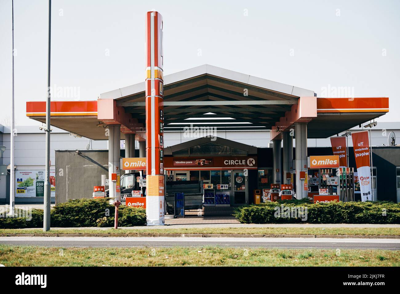 A Circle K gas station with a small shop in Poznan, Poland Stock Photo