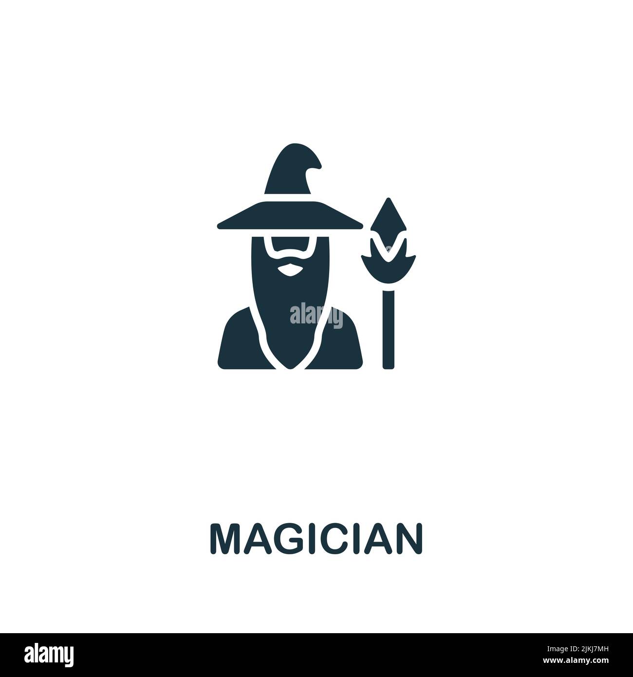 Magician icon. Monochrome simple line Game Element icon for templates, web design and infographics Stock Vector