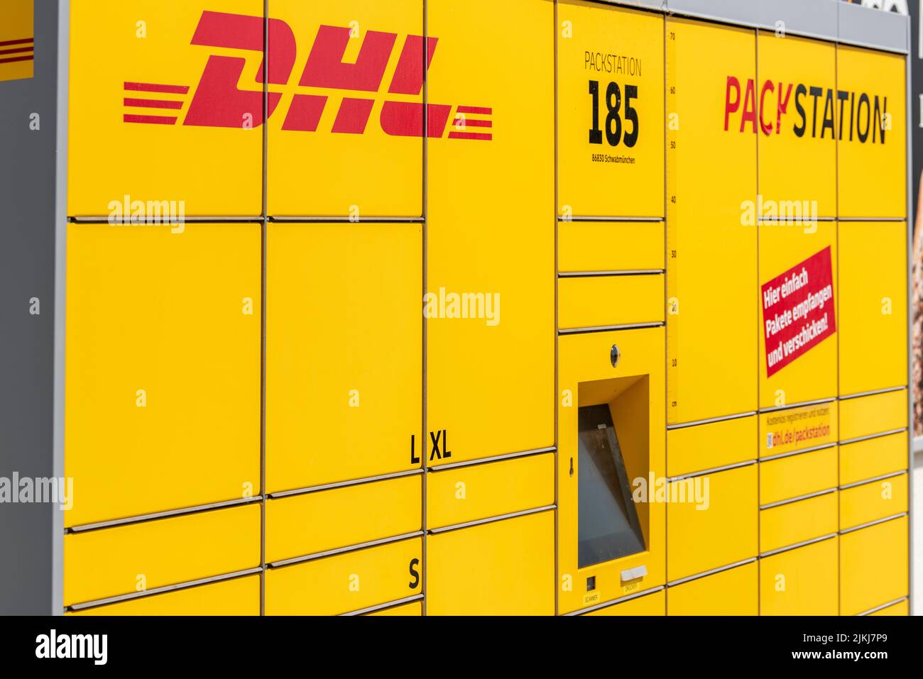 Packing station of the company DHL Stock Photo