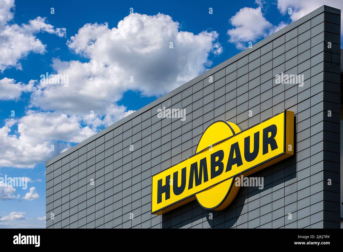 Advertising sign of the company HUMBAUR on its site in Gersthofen near Augsburg Stock Photo