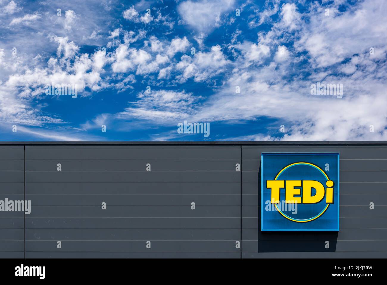 Advertising and company sign of the company Tedi Stock Photo