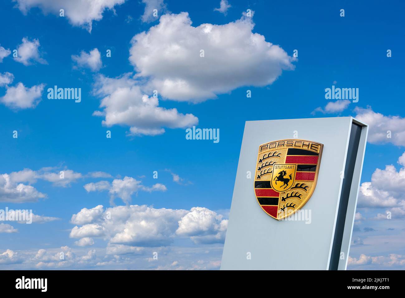 Porsche company advertising sign Stock Photo