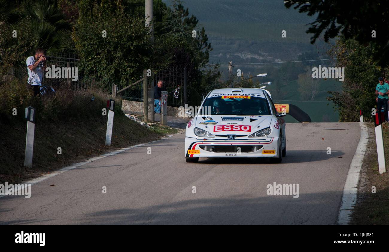 A Peageot car in race. San Marino Stock Photo