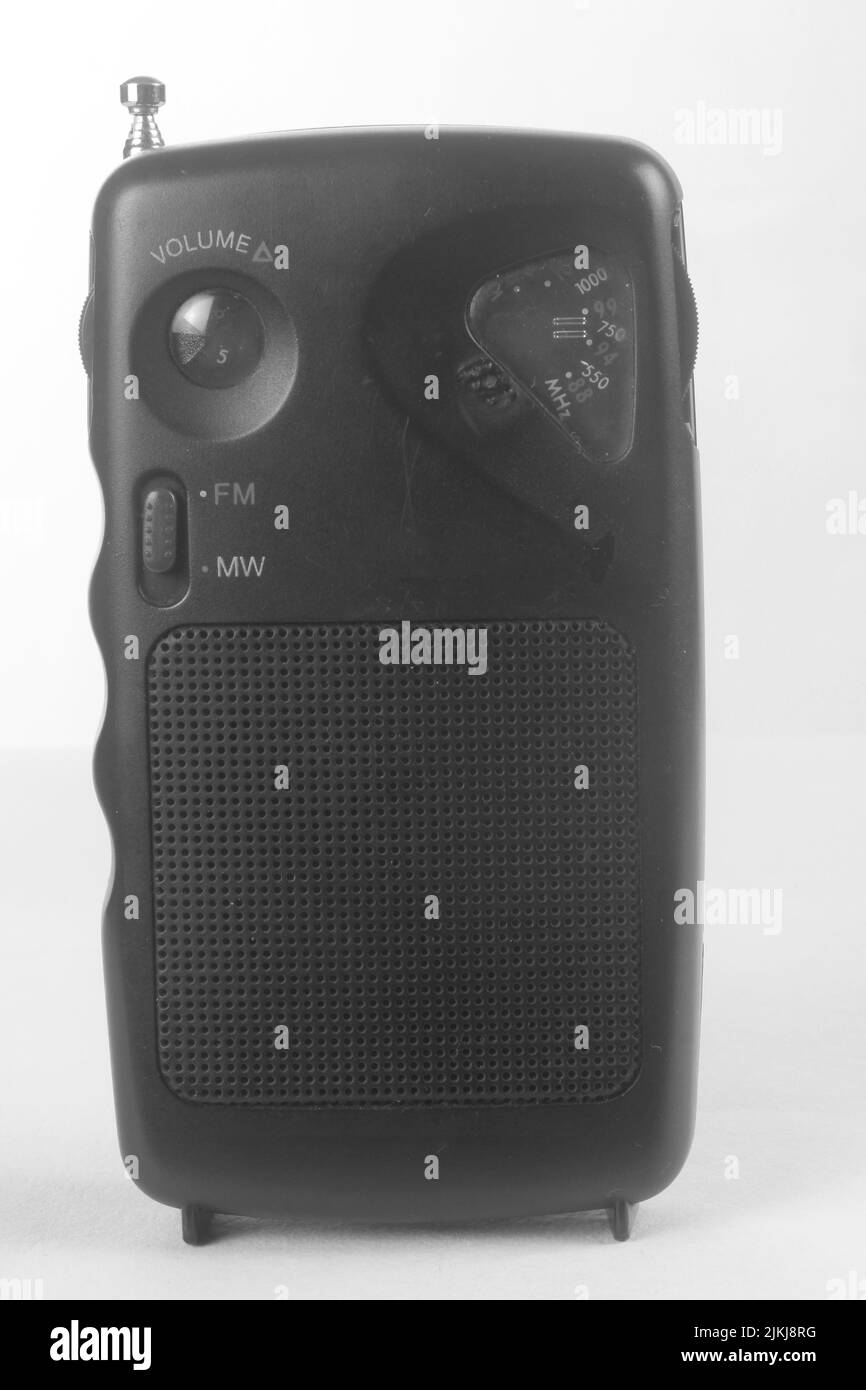 Retro pocket radio on white background Stock Photo Alamy