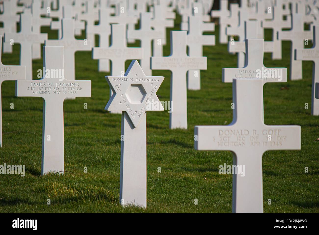 The crosses on military graves of fallen soldiers at the American