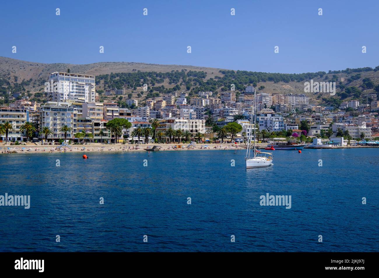 Saranda, Albania - seaside resort Saranda on the Albanian Riviera. Stock Photo