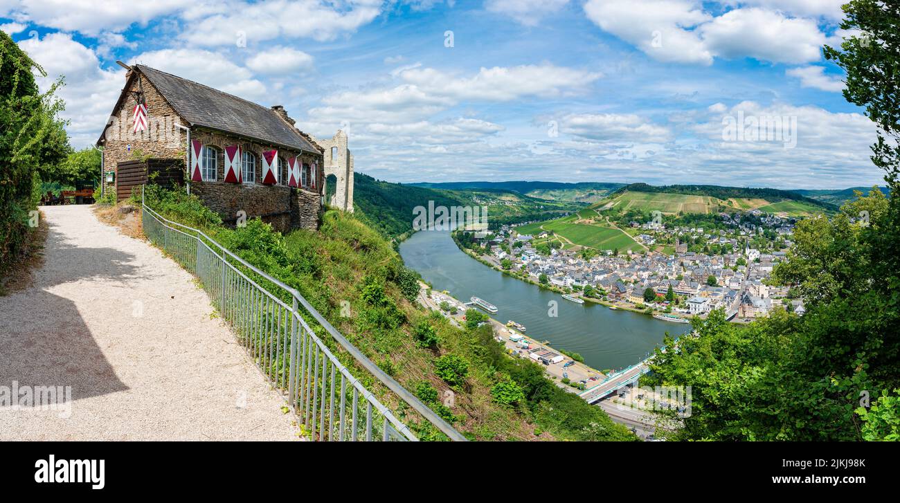 Grevenburg near Traben-Trarbach on the Middle Moselle, built by Count Johann III of Sponheim, was blown up by the French, castle tavern Stock Photo