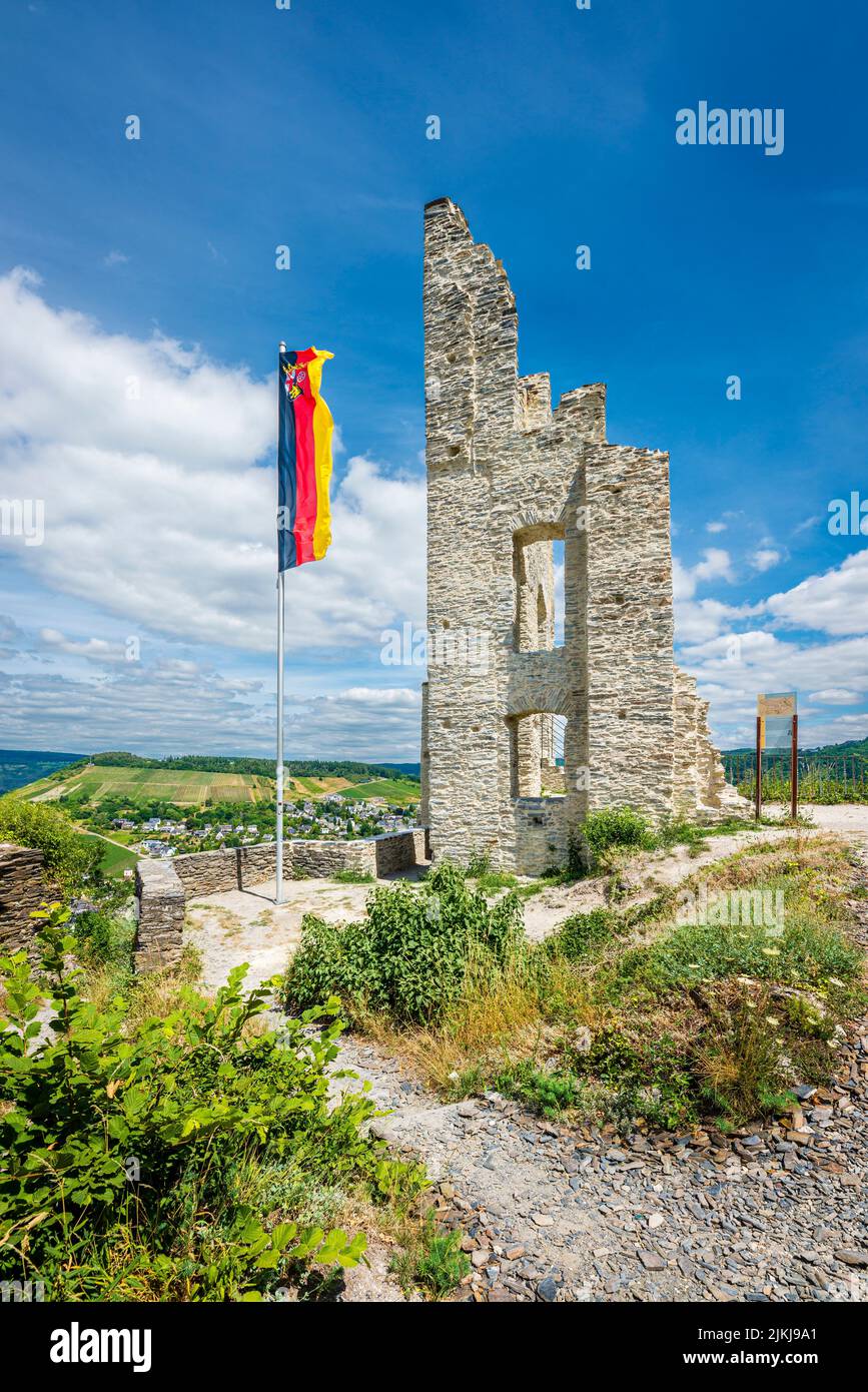 Grevenburg near Traben-Trarbach on the Middle Moselle, built by Count Johann III von Sponheim, was blown up by the French. What remains is the commandant's house, whose facade can be seen, Stock Photo