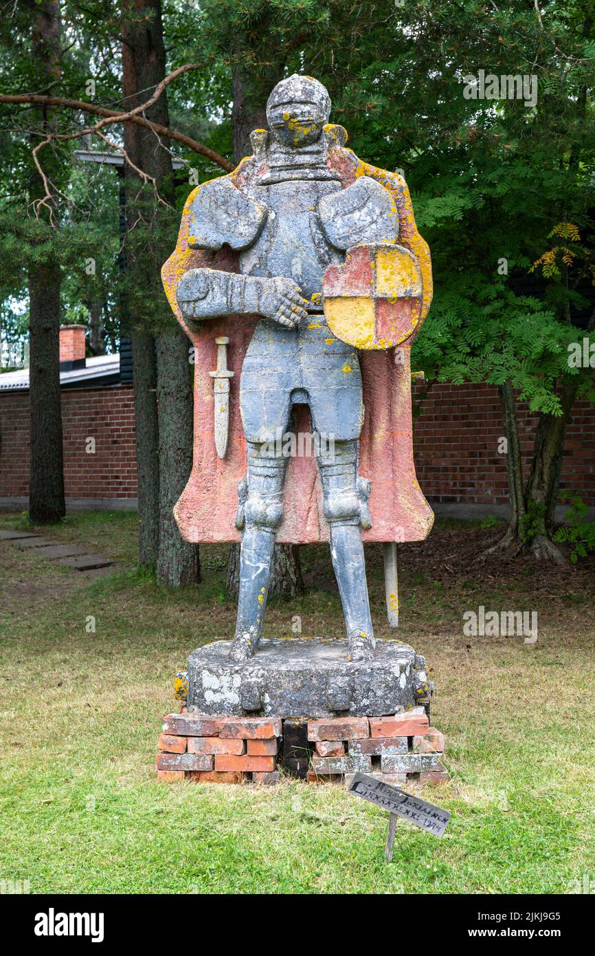 For editorial use only: Linnanhenki, a sculpture by Aimo Tukiainen (1974) at Taidekeskus Purnu in Orivesi, Finland. Stock Photo