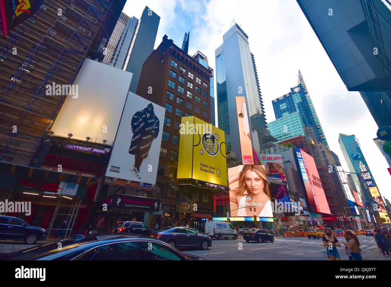 The mesmerizing buzz and vibe of the Big Apple - New York, with billboards and ads in Time Square Stock Photo