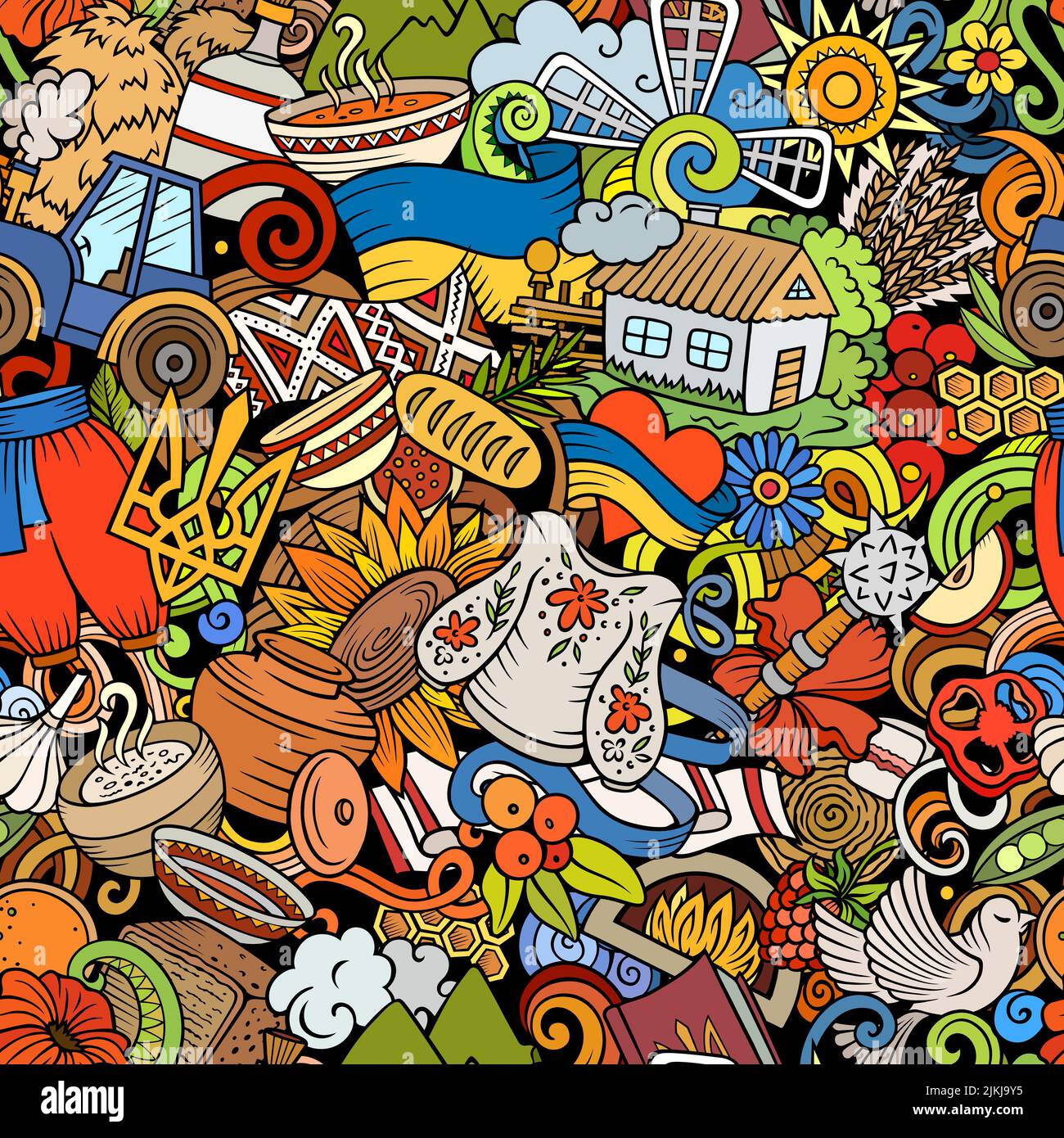 Cartoon doodles Ukraine seamless pattern Stock Vector Image & Art - Alamy