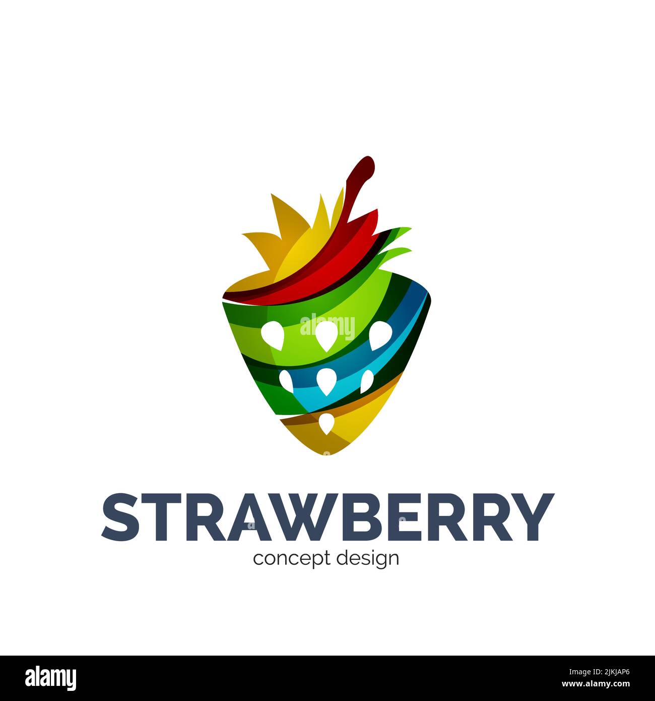 Vector creative abstract strawberry fruit logo created with waves Stock Vector