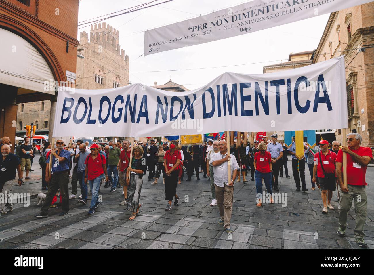 Bologna, ITALY. August 2, 2022. 42th anniversary remembrance ceremony for the August 2, 1980