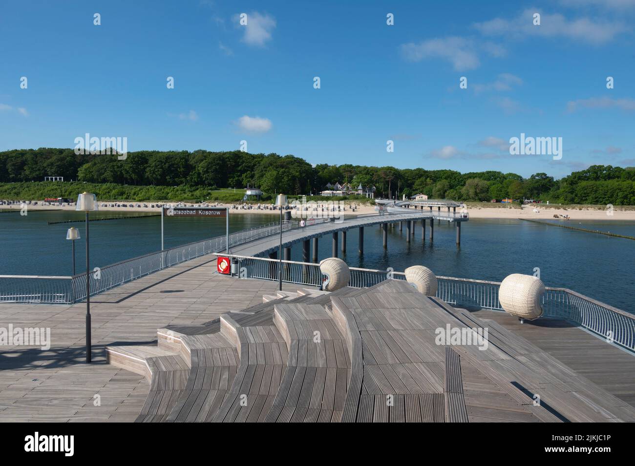 Germany, Mecklenburg-Western Pomerania, Baltic Sea, Pomeranian Bay, Usedom Island, Koserow Baltic Sea Resort, pier Stock Photo