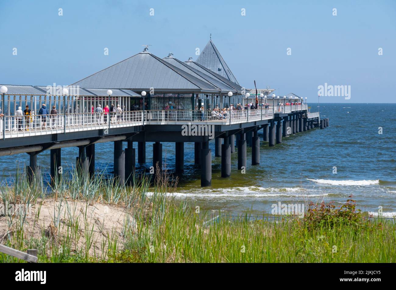 Germany, Mecklenburg-Western Pomerania, Baltic Sea, Pomeranian Bay, Usedom Island, Heringsdorf seaside resort, pier Stock Photo