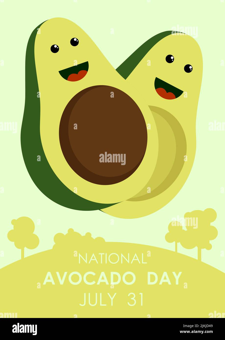 National Avocado Day. Festive A4 paper poster with avocado fruit halves