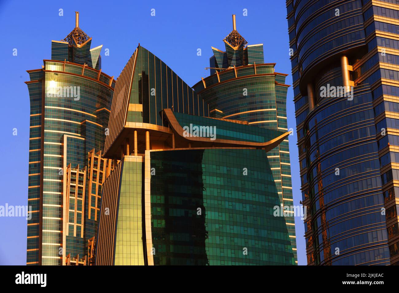 Dubai Luxushotel, Dubai Kanal, Dubai Marina, Moderne, Architektur,  Atemberaubende Aussicht auf die Skyline von Dubai mit  Marriott Hotel, Stock Photo