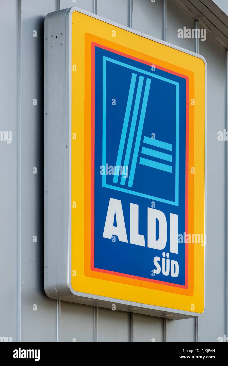 Advertising and company sign of the company ALDI SÜD Stock Photo