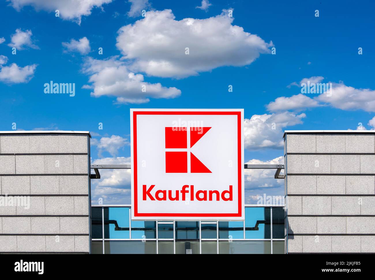 Building and advertising sign from the company Kaufland Stock Photo