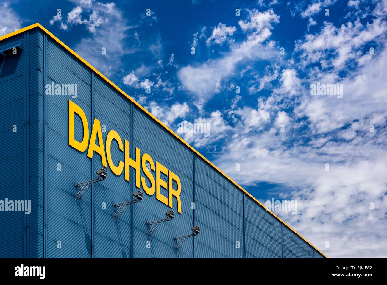 Lettering of the DACHSER forwarding company on a building of the branch in Gersthofen near Augsburg Stock Photo