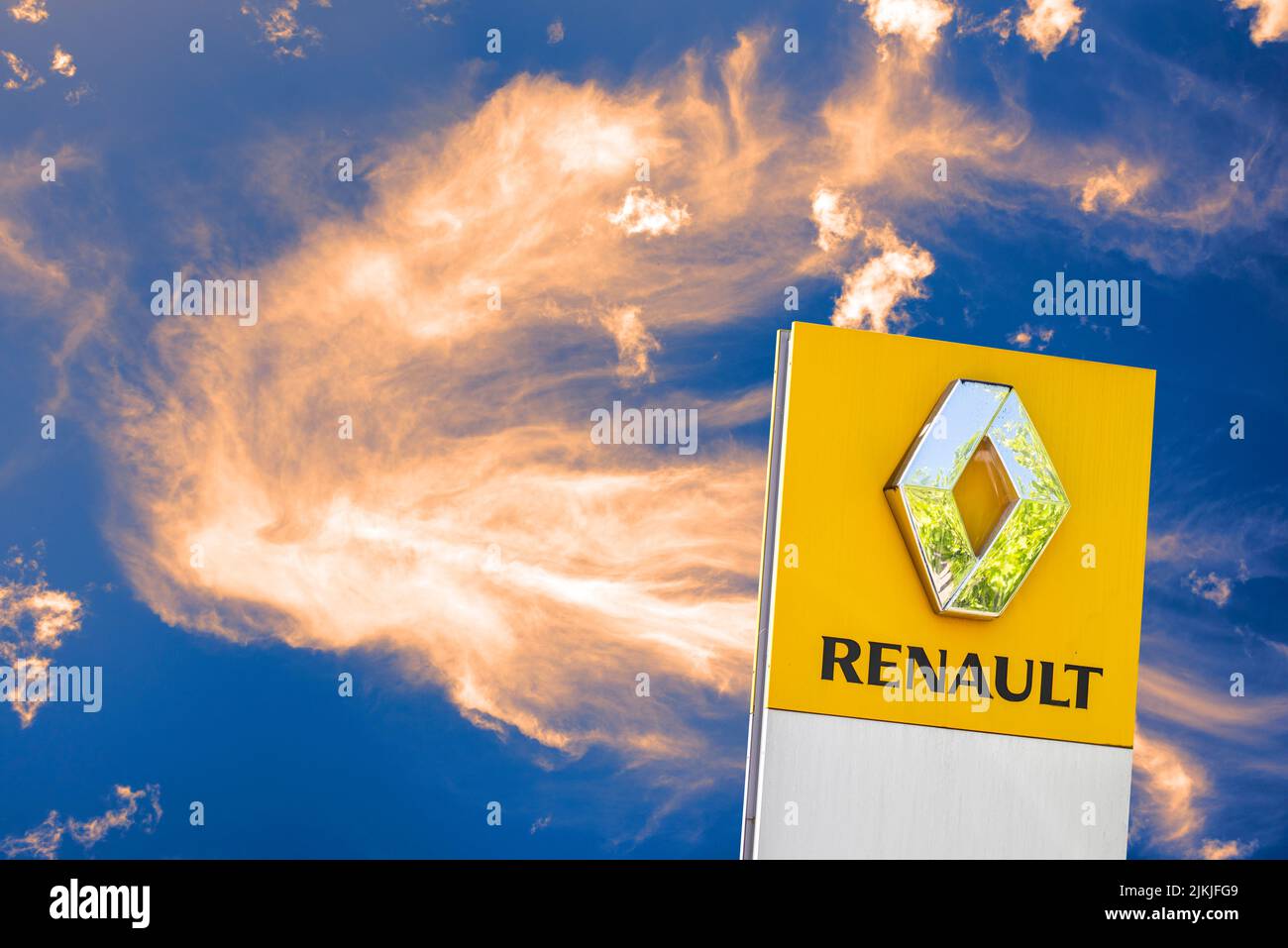 Advertising sign of the company RENAULT Stock Photo