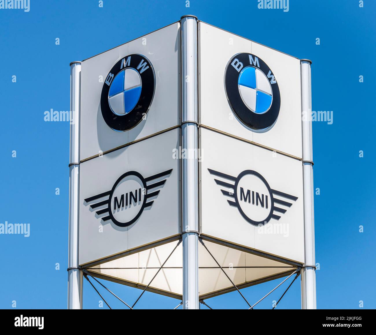 Advertising sign of the company BMW Stock Photo