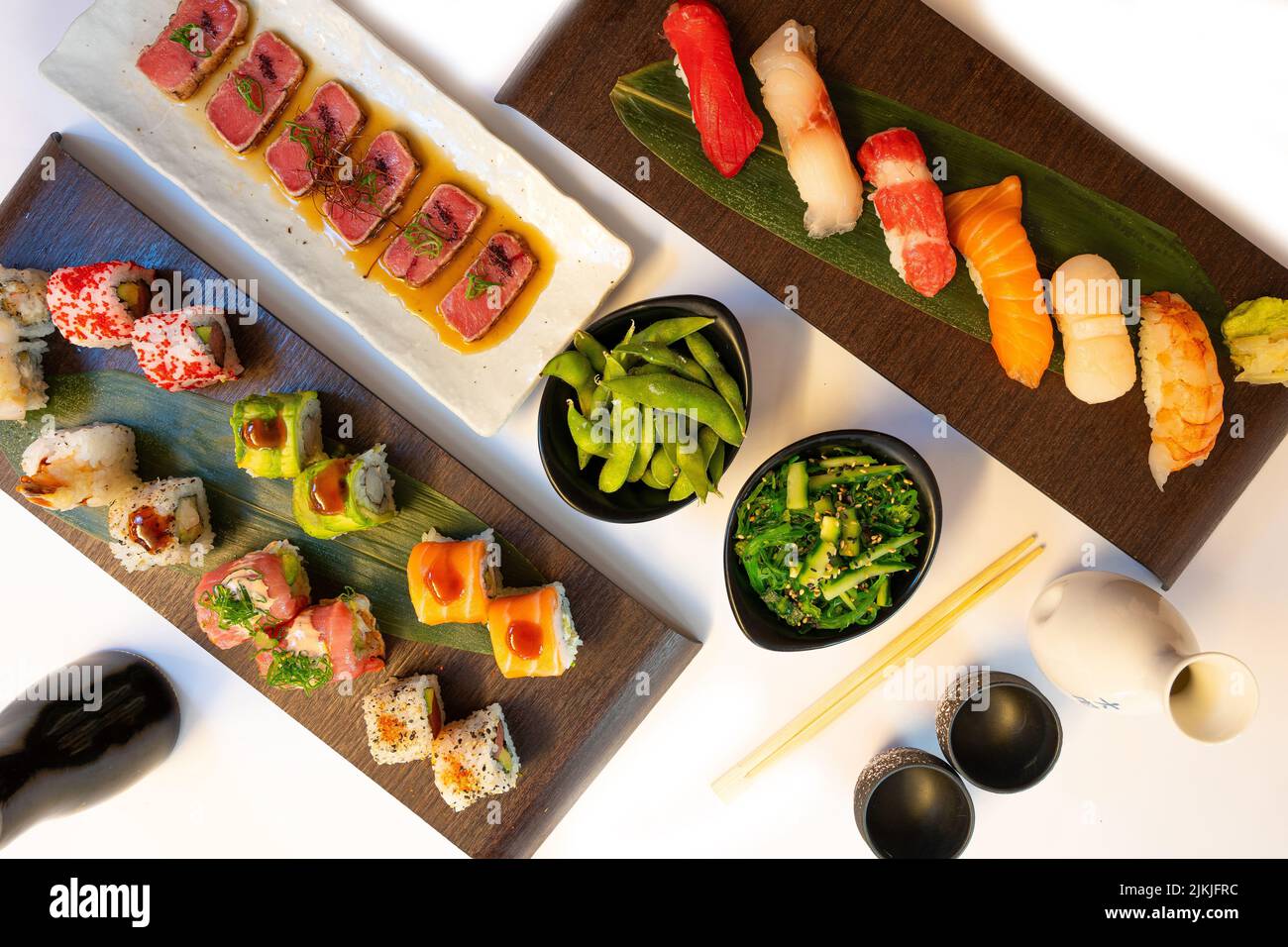 Traditional Japanese cuisine, traditional Asian food with sushi, nigiri