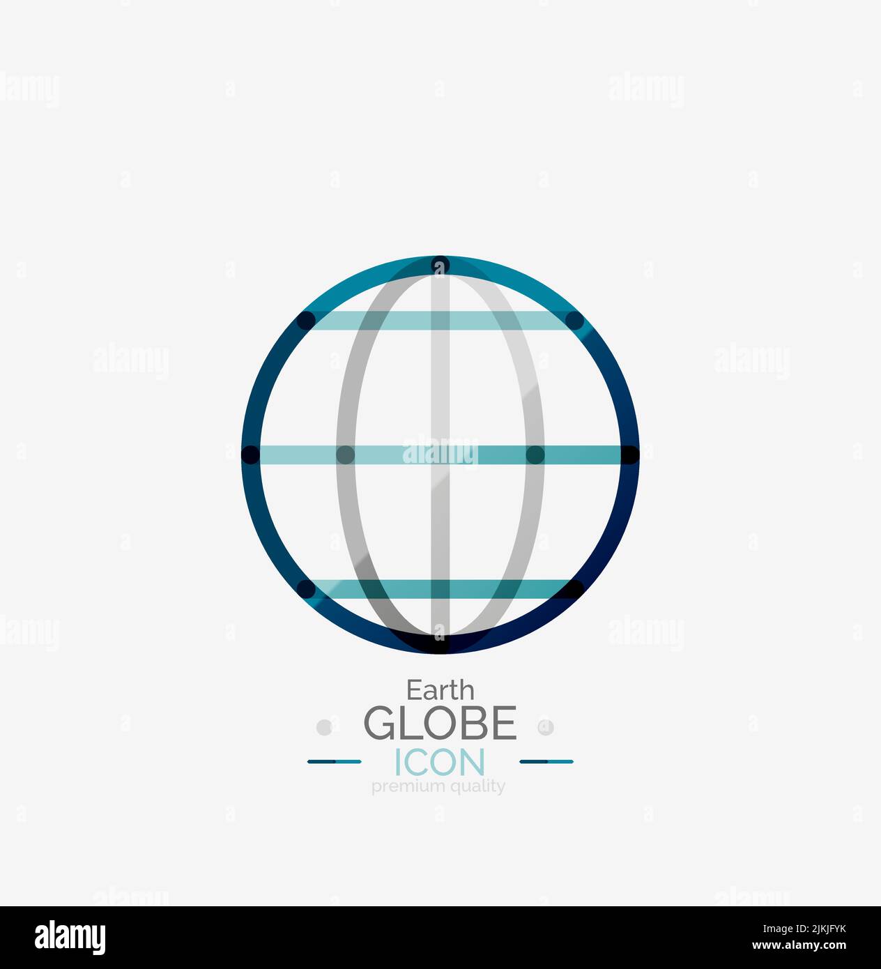 World globe logo stamp, minimal line design concept Stock Vector
