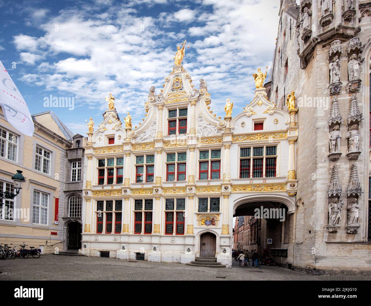 Bruges, medieval facades of the Chancery (Court of Justice), Castle Square, Belgium, Europe Stock Photo