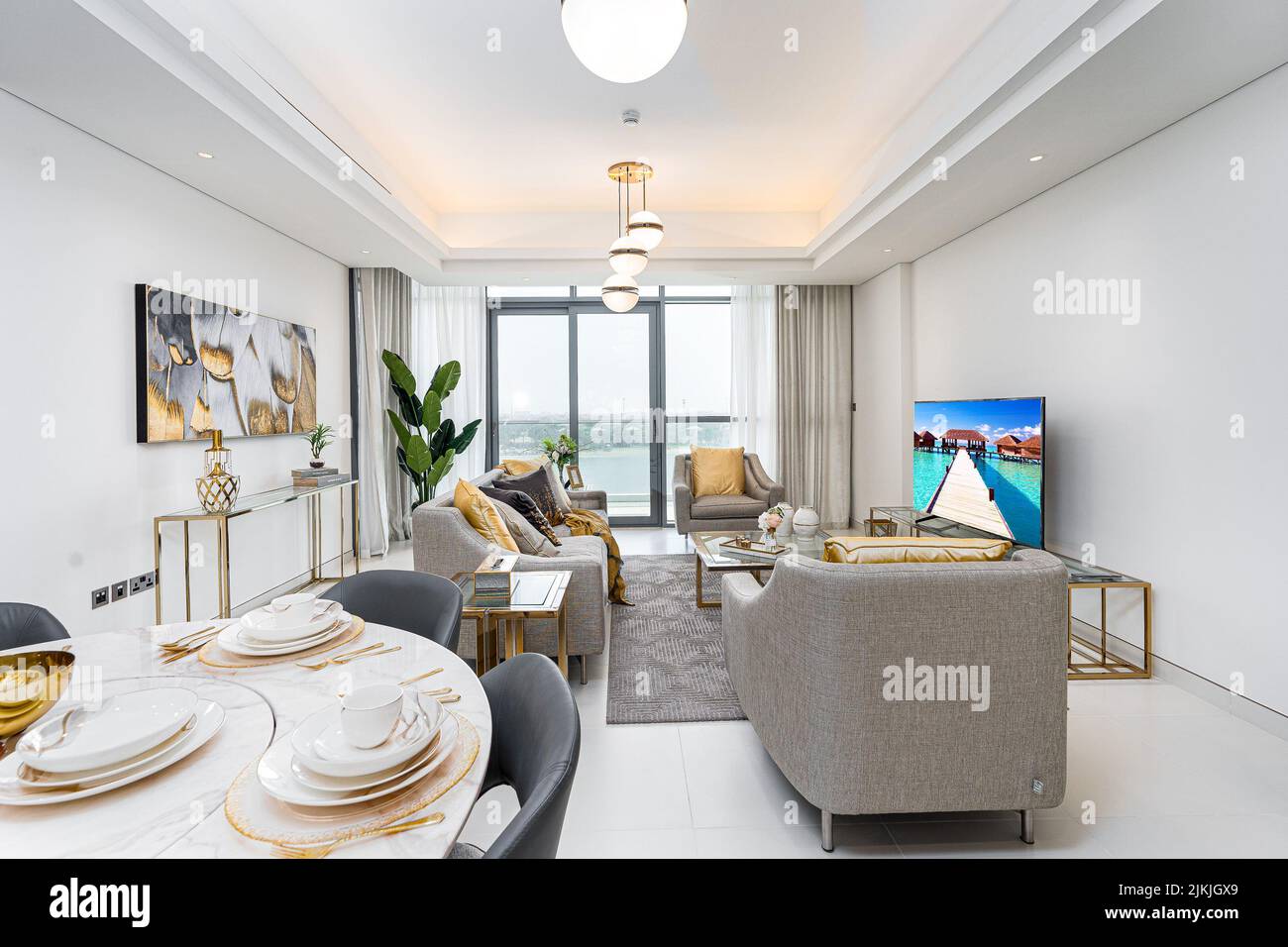 The interior design of the living room of a modern apartment Stock ...