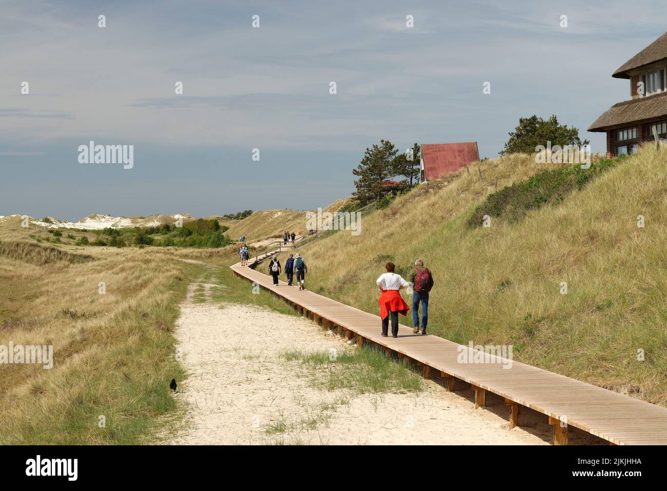 View of the beach promenade in Wittdün, Wittdün, Amrum, North Frisia, North Sea, North Frisian Islands, Wadden Sea National Park, Schleswig- Holstein Wadden Sea National Park, Schleswig-Holstein, Germany Stock Photo
