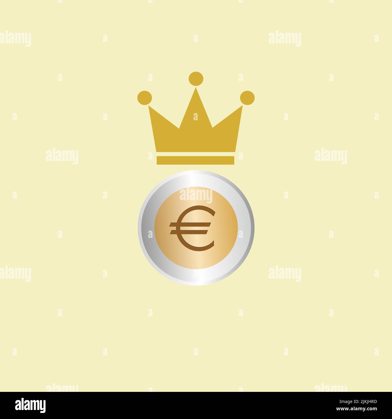 The European Union euro coin symbol with crown Stock Vector