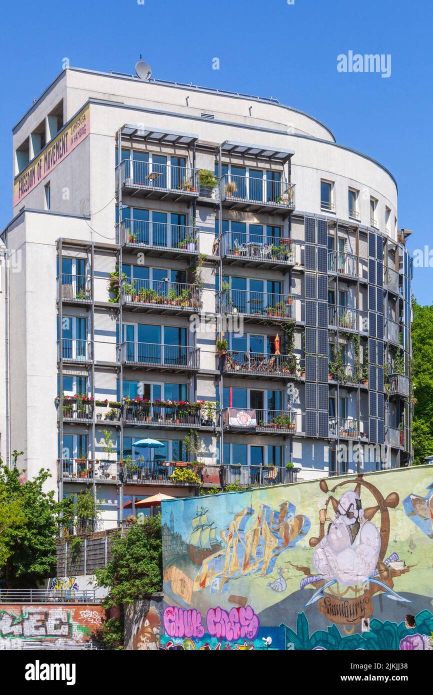 Modern residential building in St.-Pauli, Hamburg, Germany, Europe Stock Photo