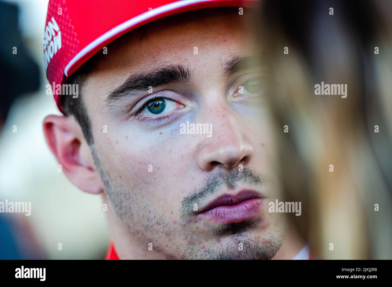 The famous Formula 1 driver Lewis Hamilton with a serious face during