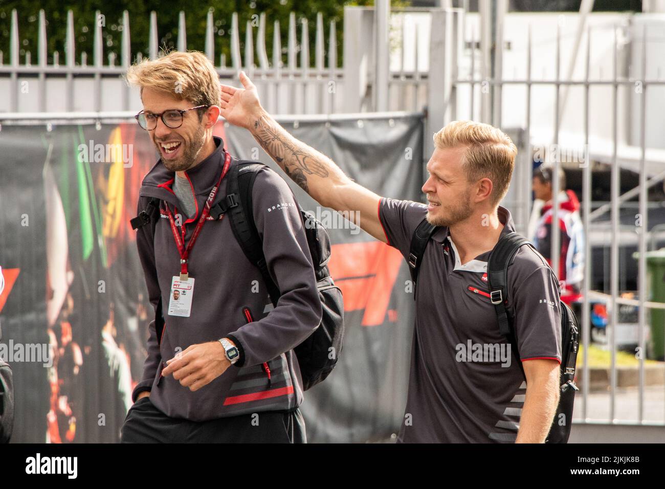 2018, Monza, Italy: Two friends during Formula 1, Italian Grand Prix in The Monza Circuit Stock Photo