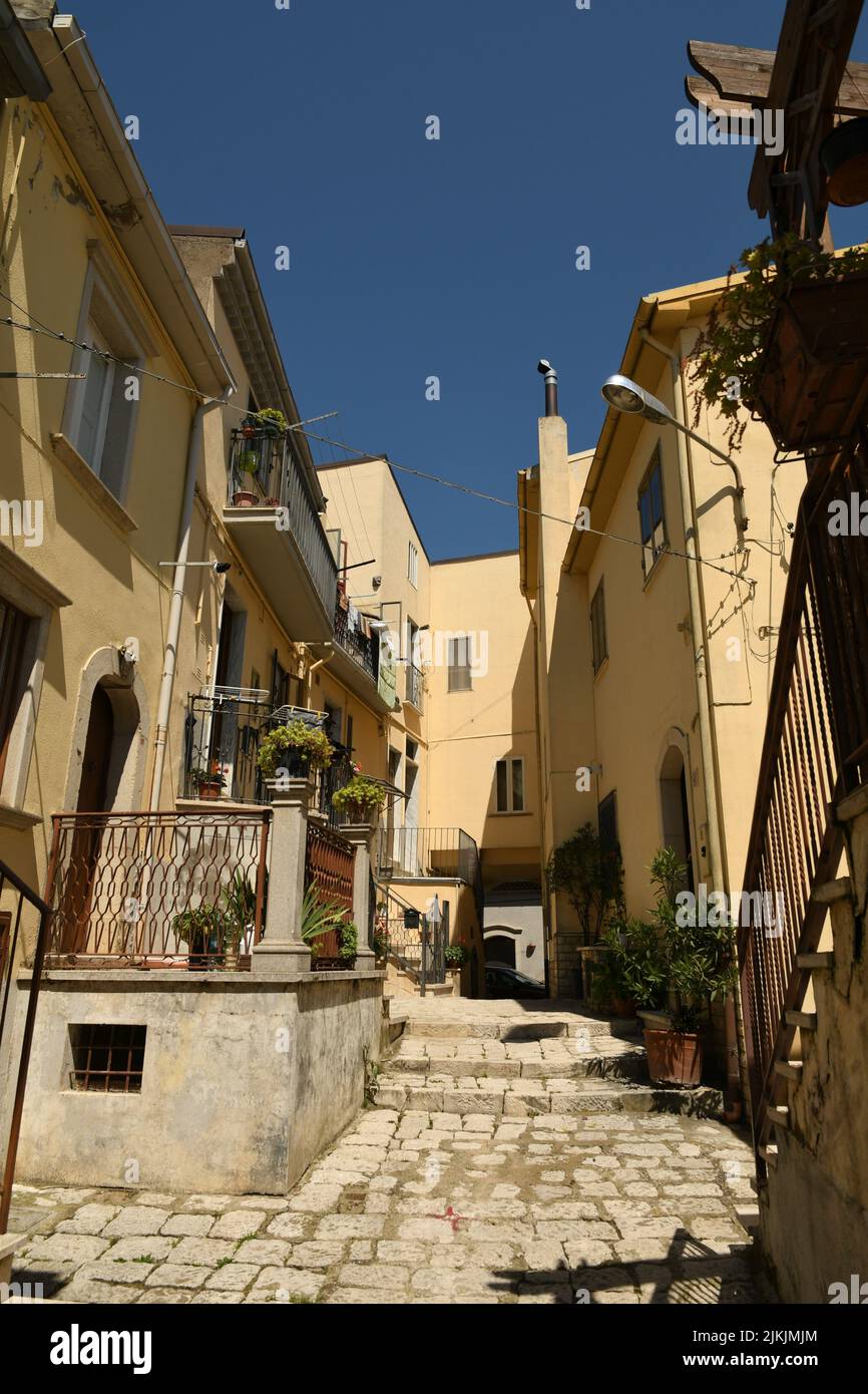 The narrow streets in the village of San Fele in Basilicata region of Italy Stock Photo