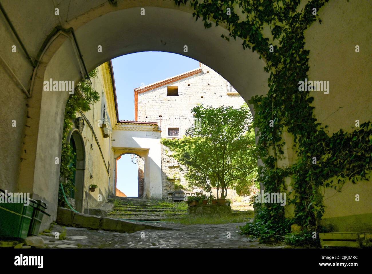 A narrow street in the village of San Fele in the Basilicata region, Italy Stock Photo