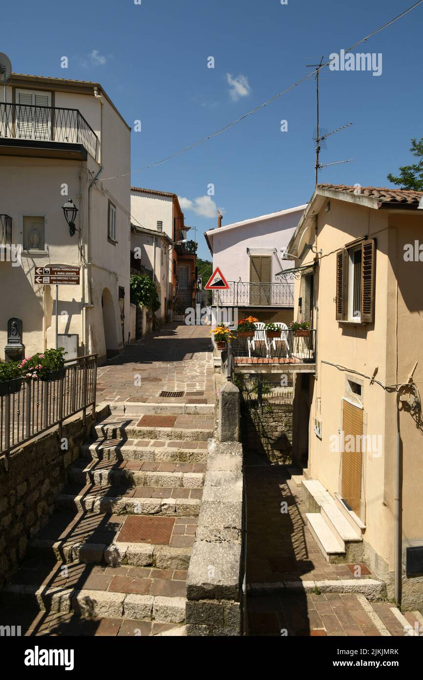 The narrow streets in the village of San Fele in Basilicata region of Italy Stock Photo