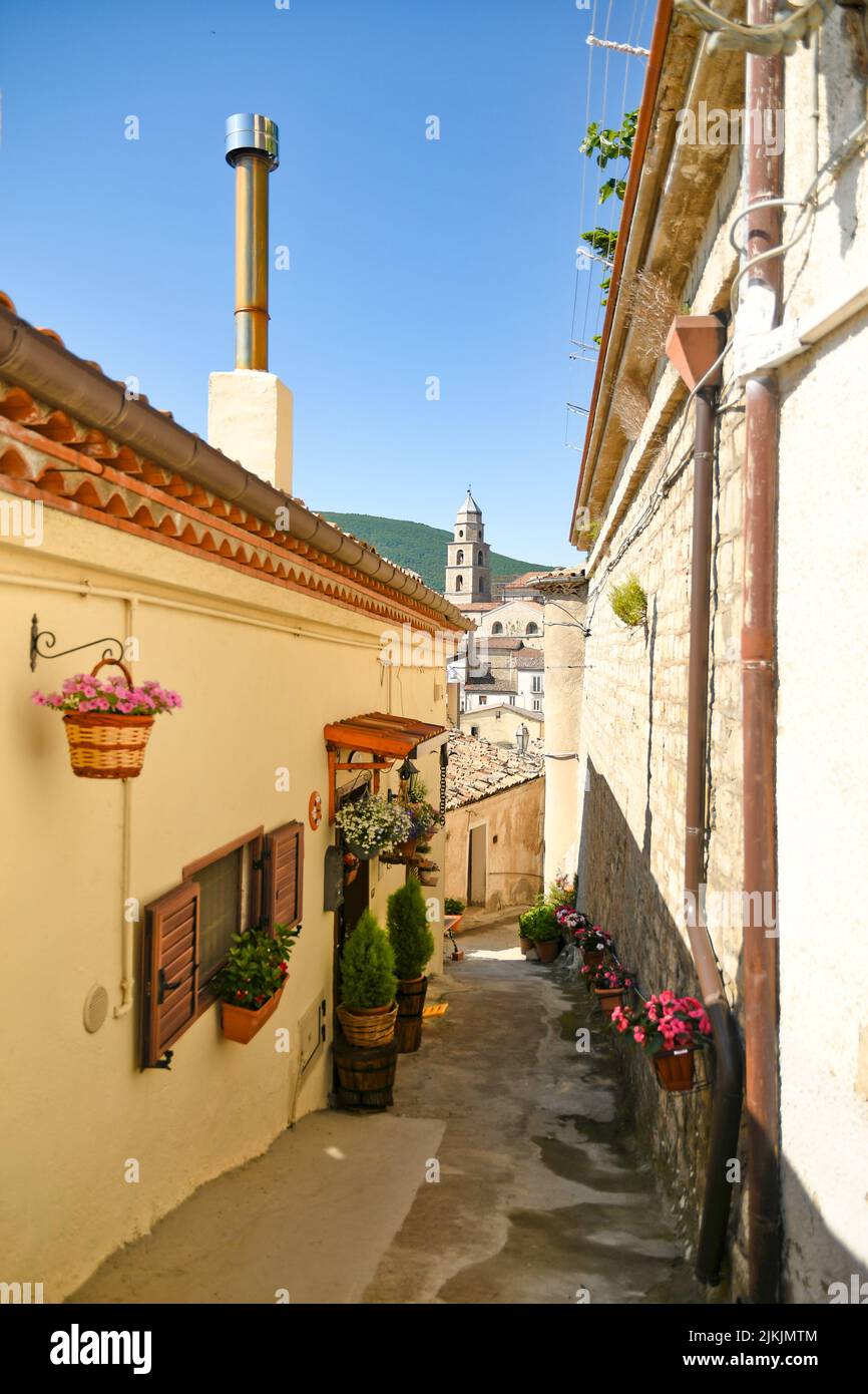 A narrow street in the village of San Fele in the Basilicata region, Italy Stock Photo