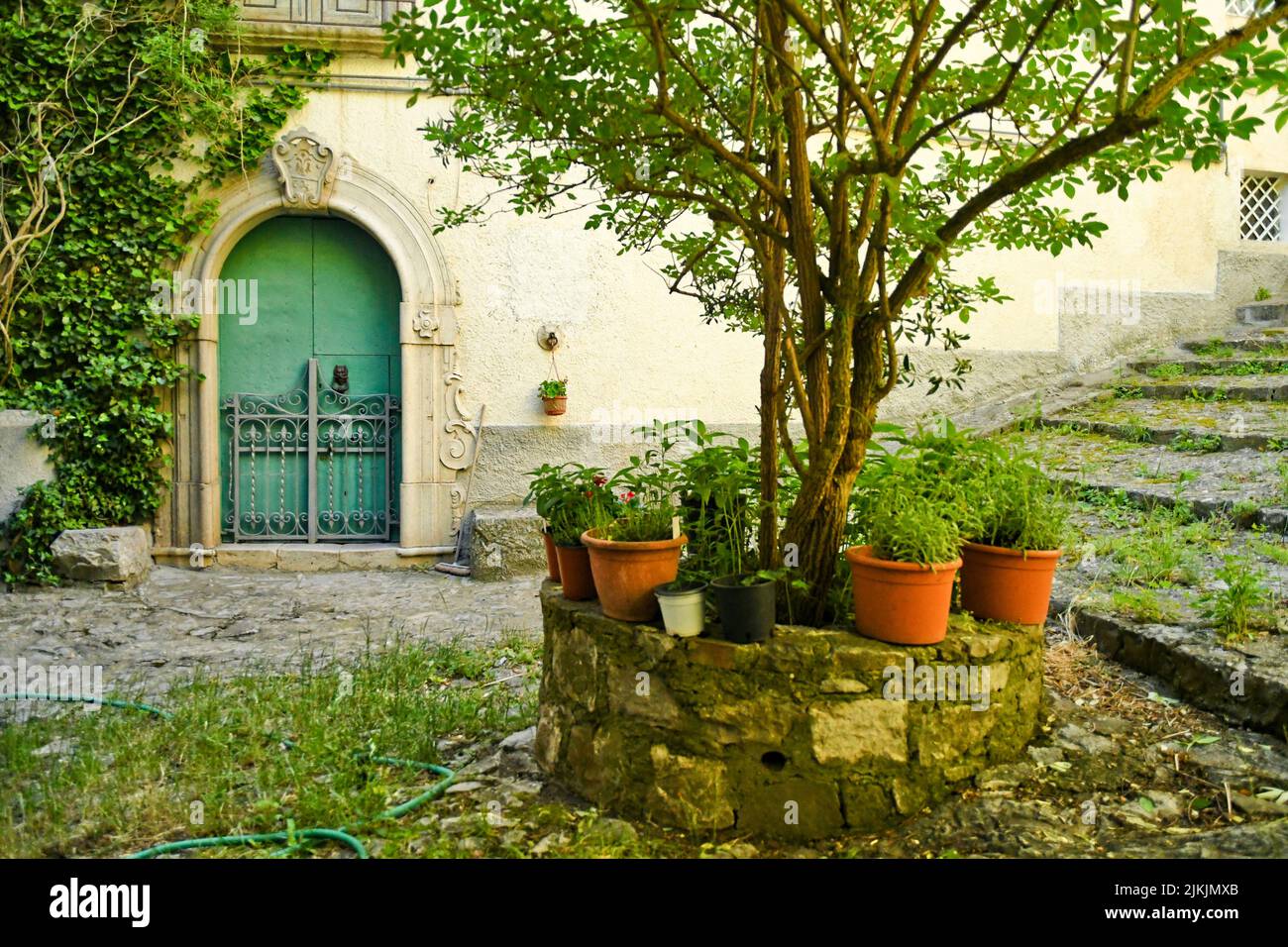 A small square in the village of San Fele in the Basilicata region, Italy Stock Photo