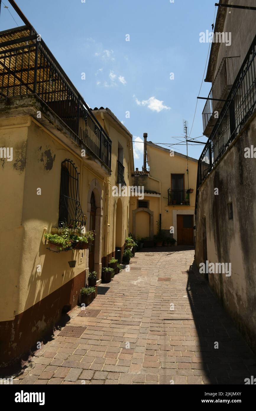 The narrow streets in the village of San Fele in Basilicata region of Italy Stock Photo