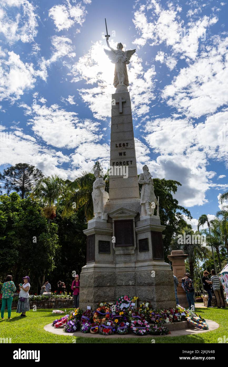 A vertical shot of the Maryborough War Memorial in the park of Australia Stock Photo