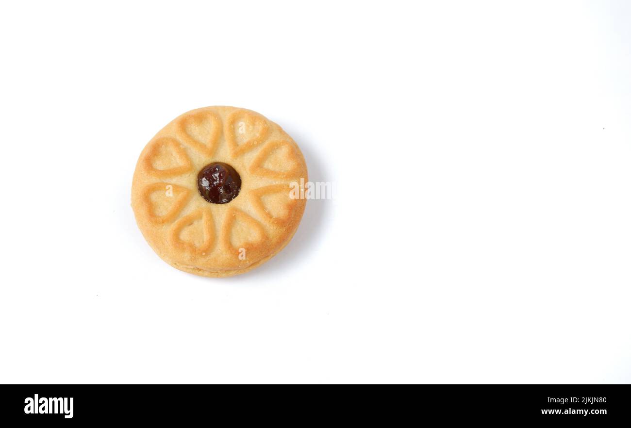 biscuits with blueberry jam on a white background Stock Photo