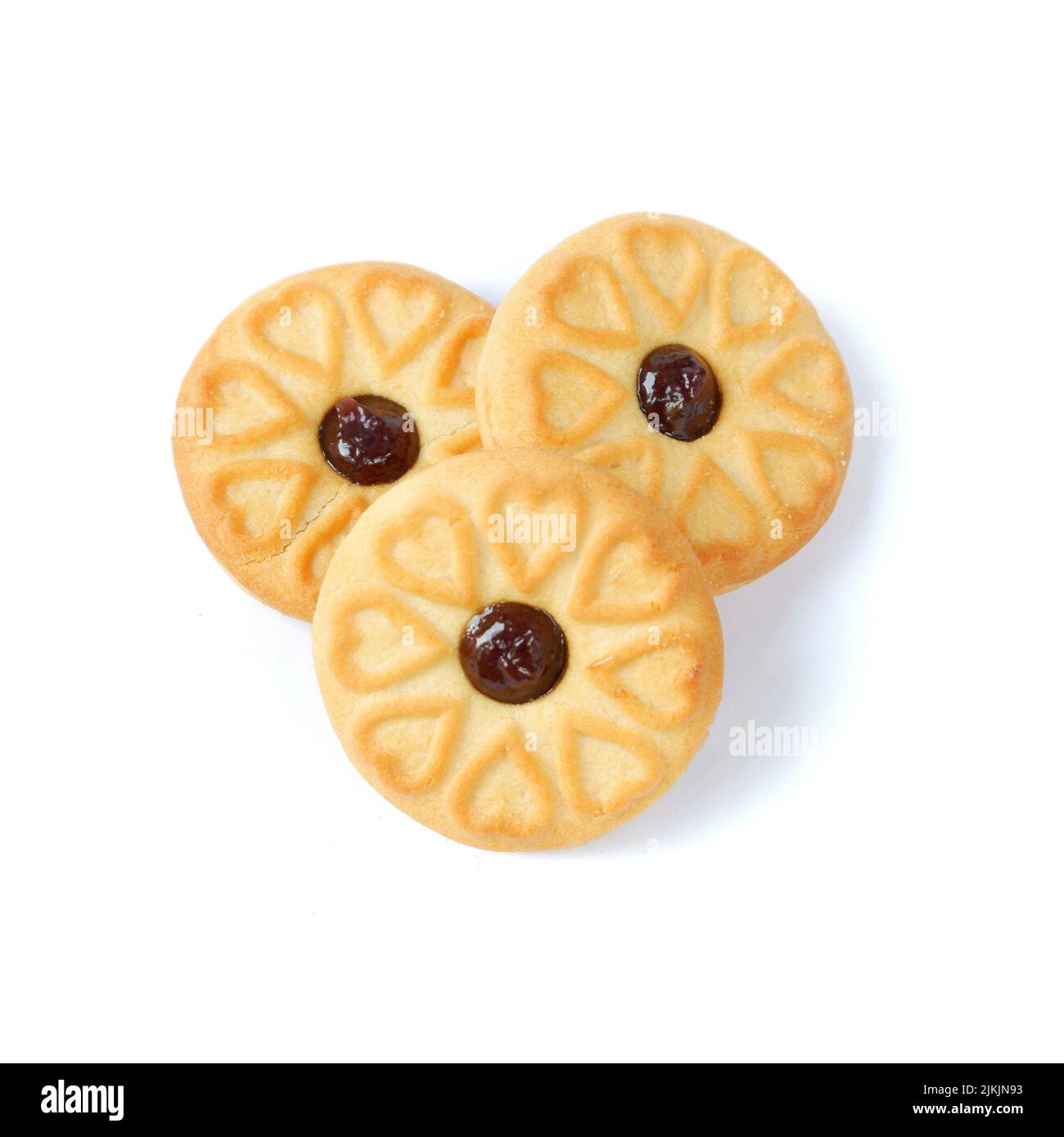 biscuits with blueberry jam on a white background Stock Photo