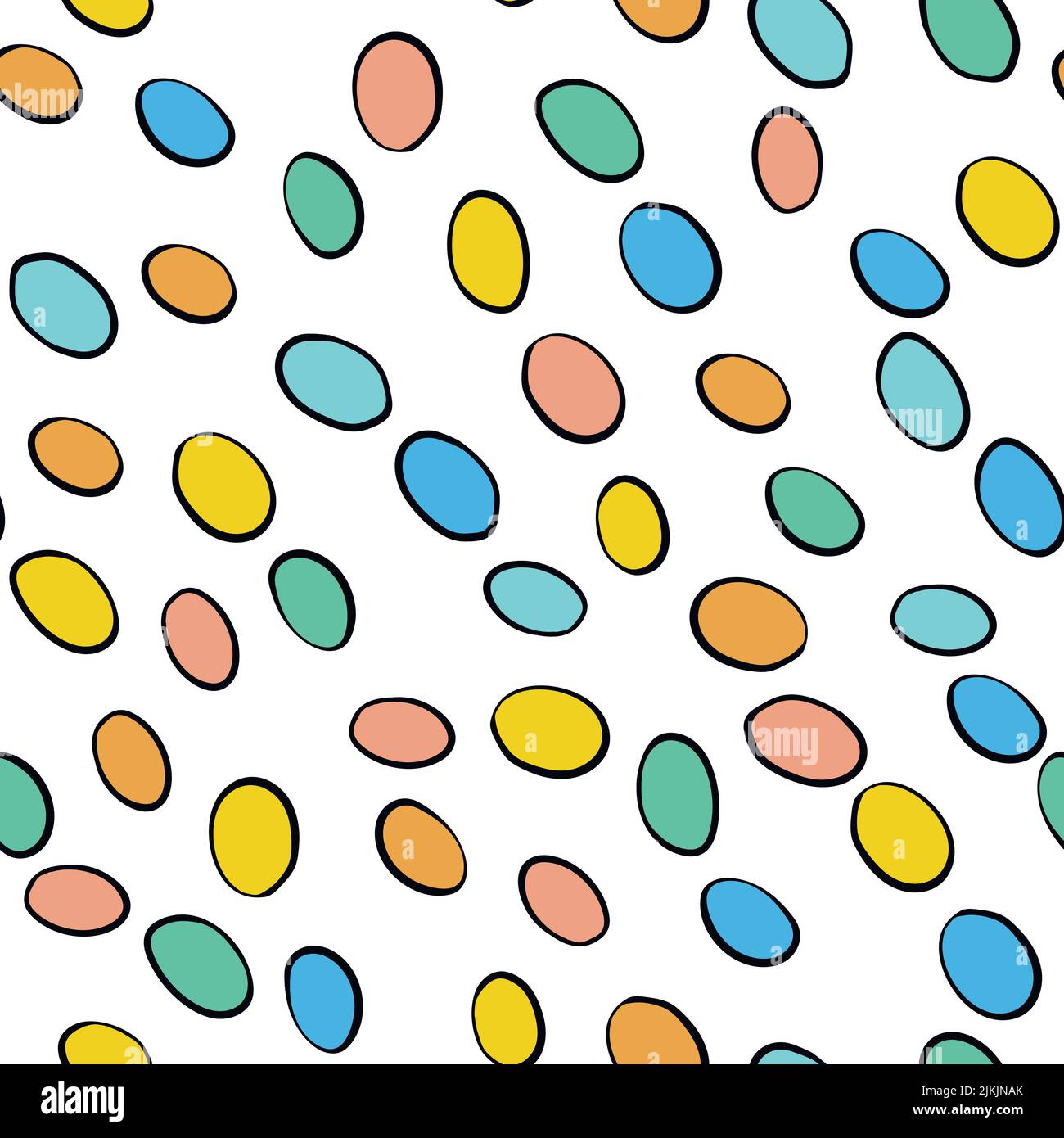 Happy Easter seamless pattern with colorful eggs on white background ...