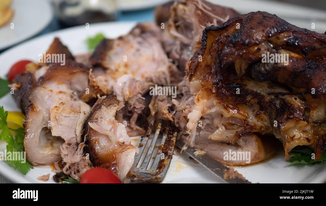 original German BBQ pork knuckle, close up Stock Photo Alamy