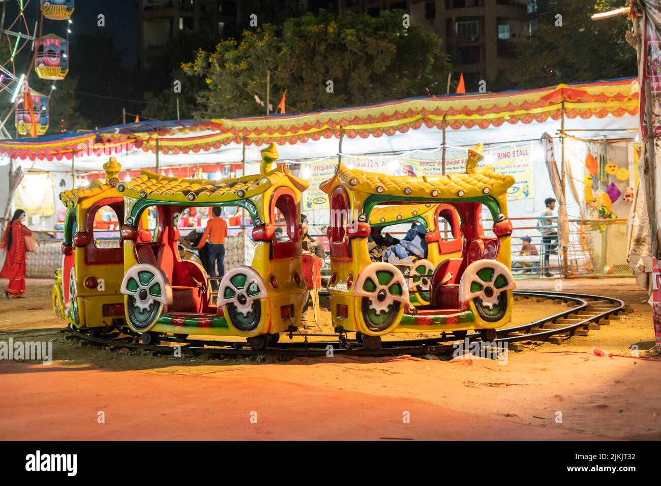 A joy ride kids train in carnival festival in Mumbai Maharashtra Stock Photo